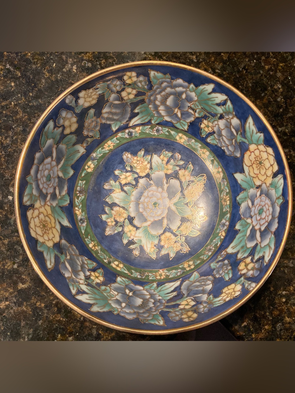Vtg. Asian Floral Pattern Chinoiserie Bowl Decorative